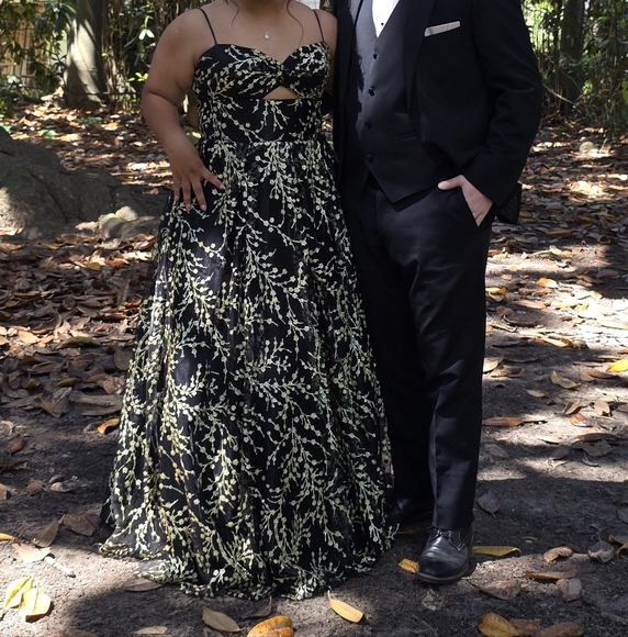 Blondie Nites Black and Gold Prom Dress - Picture 1 of 5